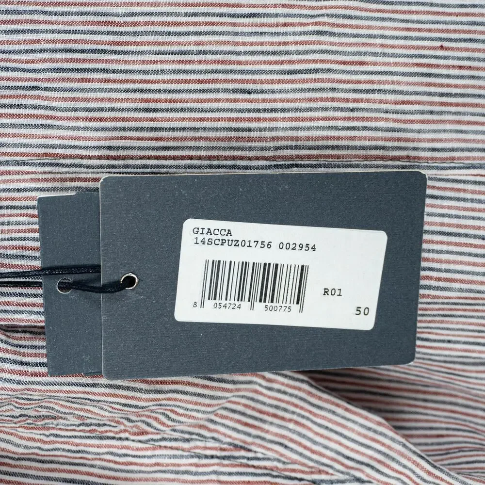 CP COMPANY Linen Unstructured Blazer Jacket Red Blue striped size 50IT 40US